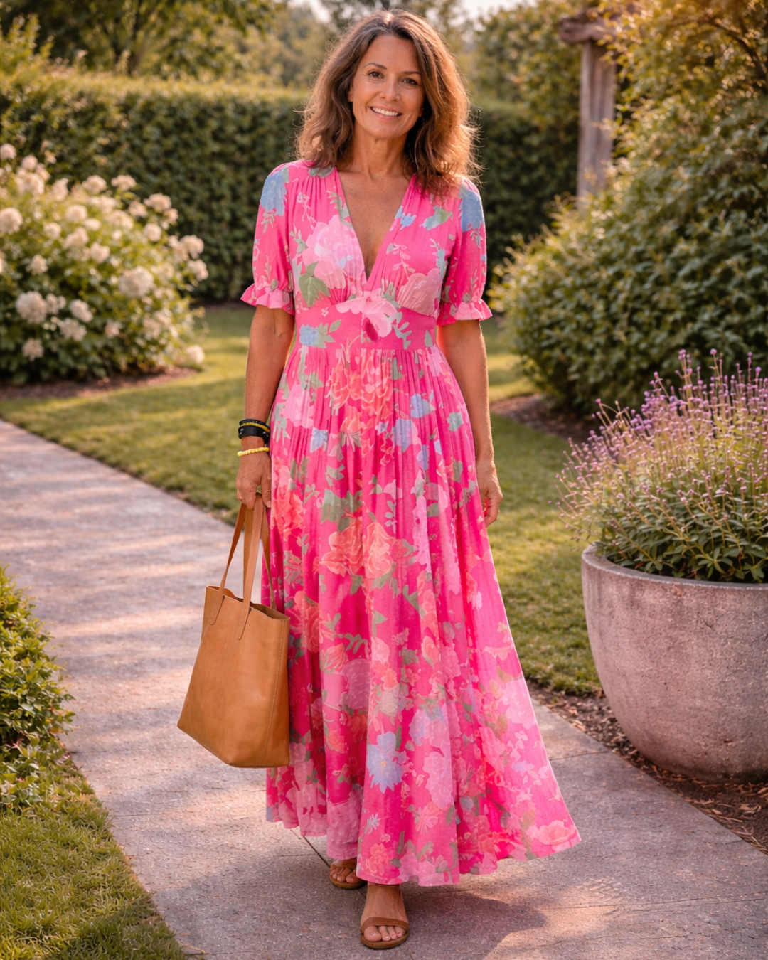 Sophia | Sleeveless Floral Midi Dress with V-Neck.