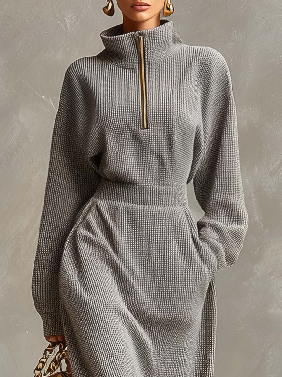 Lillian | Soft Gray Waffle Knit Maxi Dress