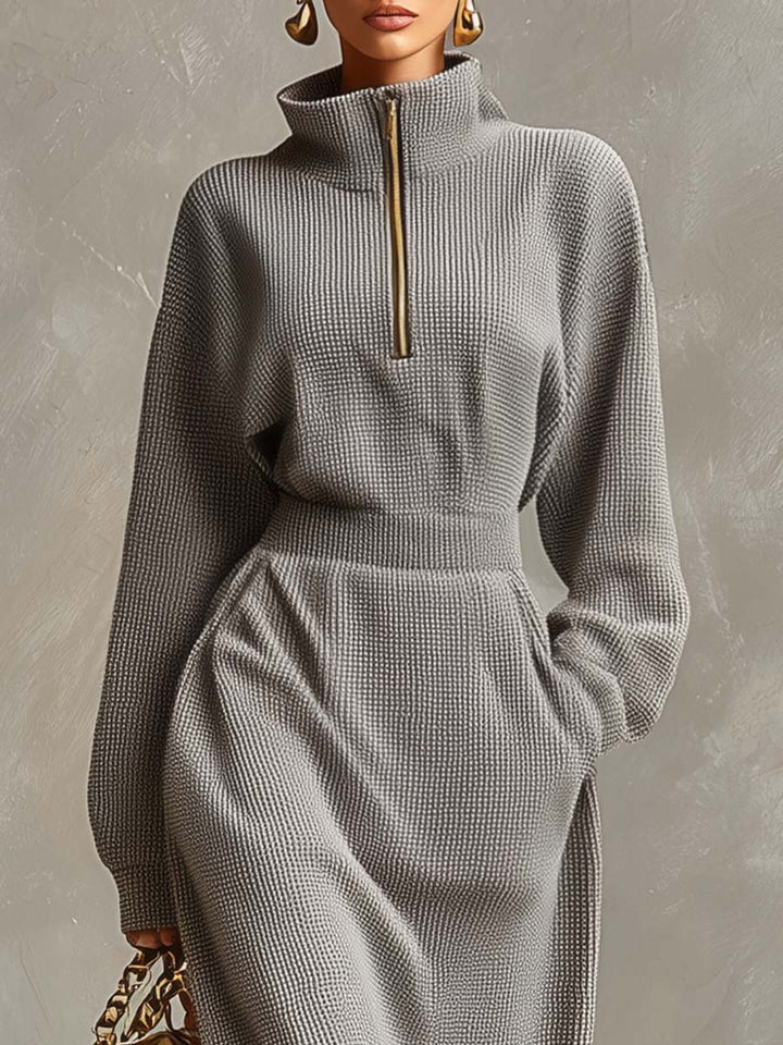 Lillian | Soft Gray Waffle Knit Maxi Dress