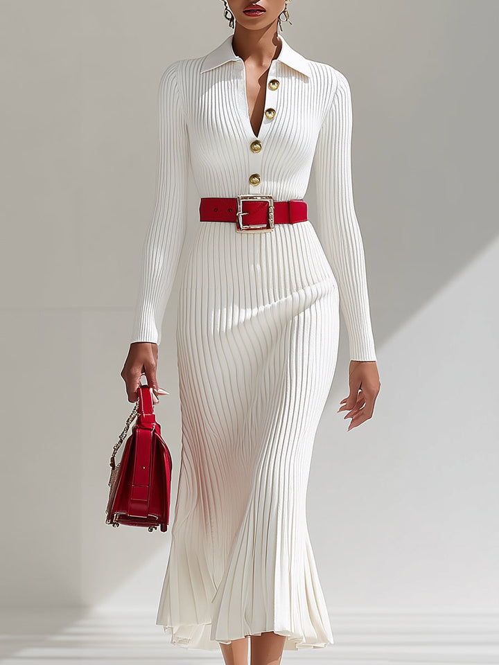 Audrey | Elegant White Wool Maxi Dress