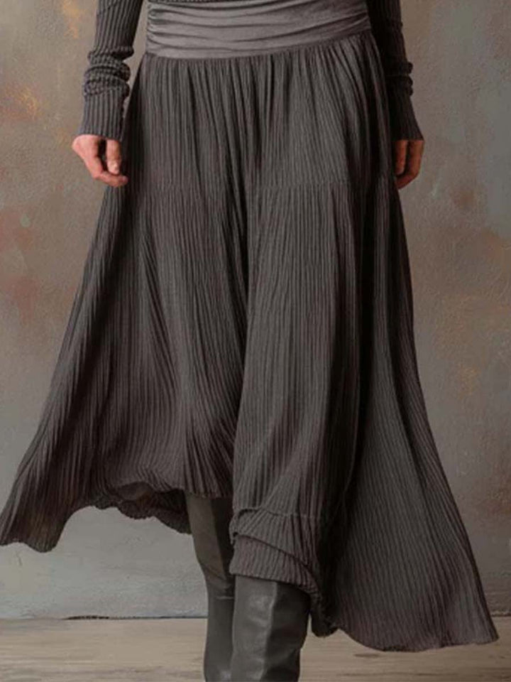 Florence™ Vintage Ribbed Knit Maxi Dress In Charcoal Gray