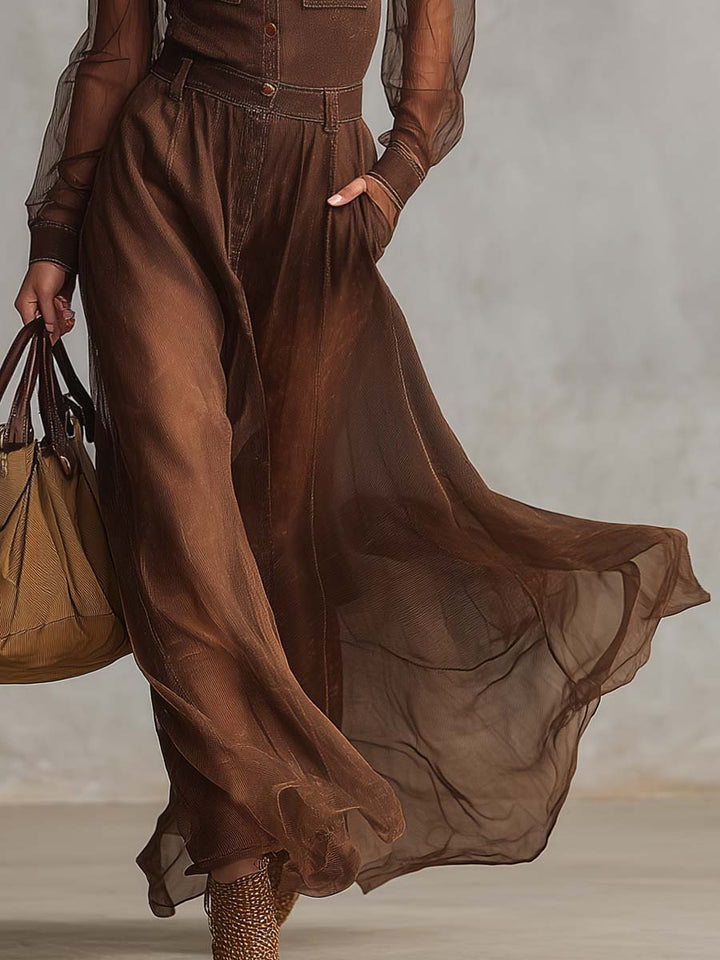 Diana | Classic Western Brown Maxi Dress