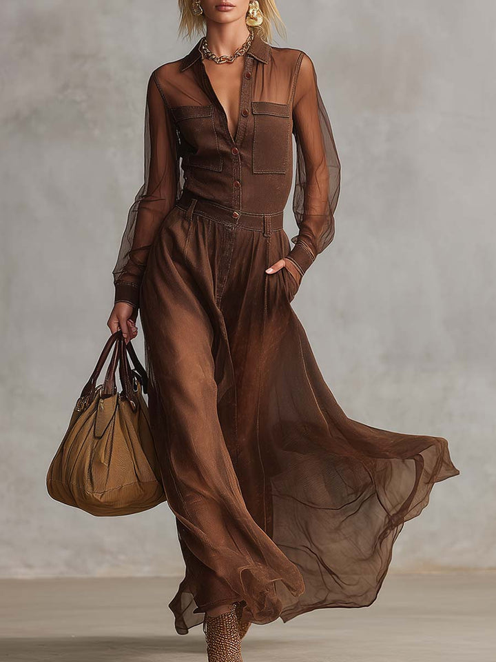 Diana | Classic Western Brown Maxi Dress