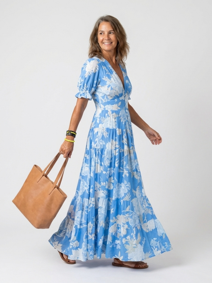 Sophia | Sleeveless Floral Midi Dress with V-Neck.