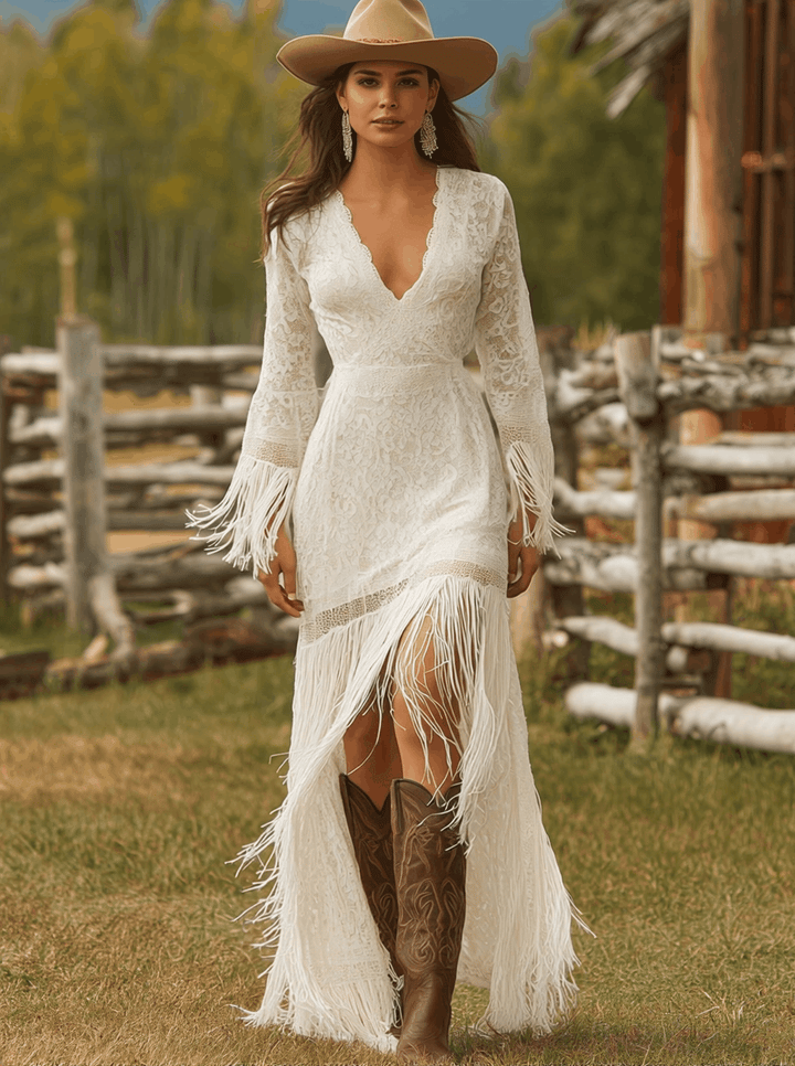 Margot | Classic Lace V-Neck Maxi Dress
