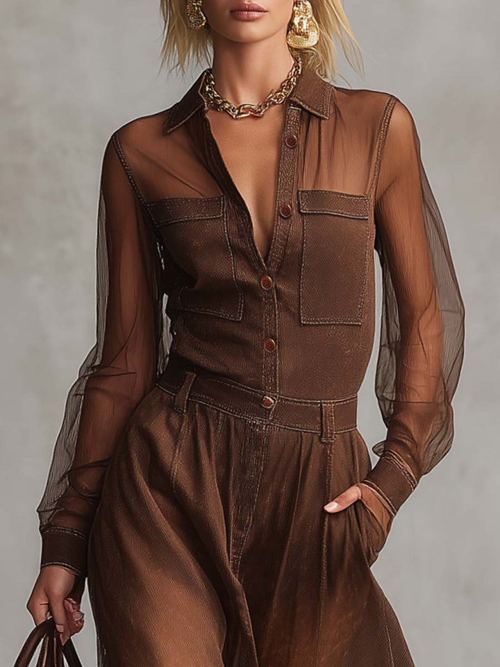 Diana | Classic Western Brown Maxi Dress