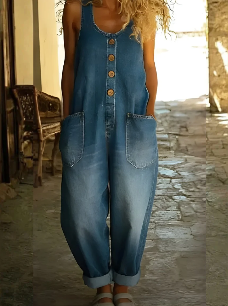 June - Vintage Soft Denim-Look Overall