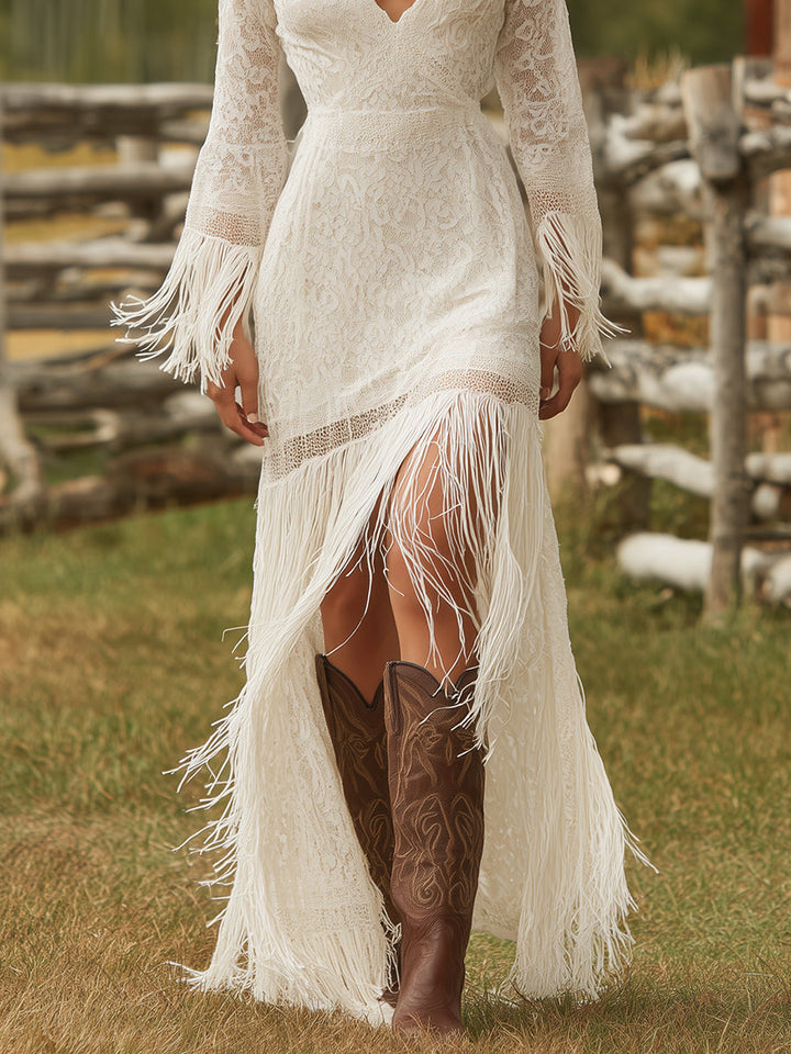 Margot | Classic Lace V-Neck Maxi Dress