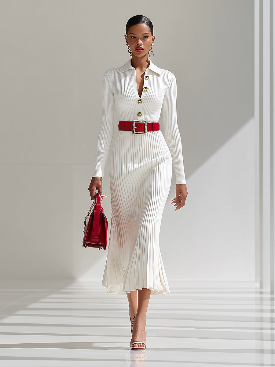 Audrey | Elegant White Wool Maxi Dress