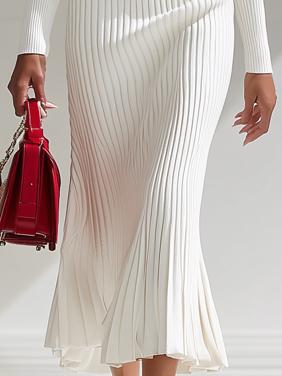Audrey | Elegant White Wool Maxi Dress