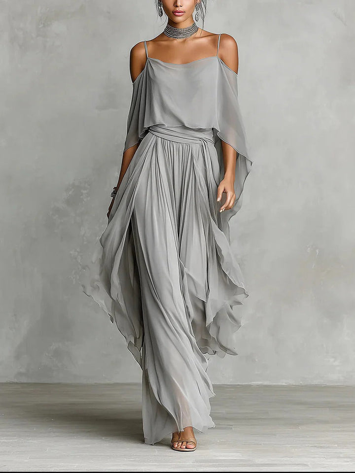 Renata | Gray Fluid Set with Strappy Top and Lightweight Pants