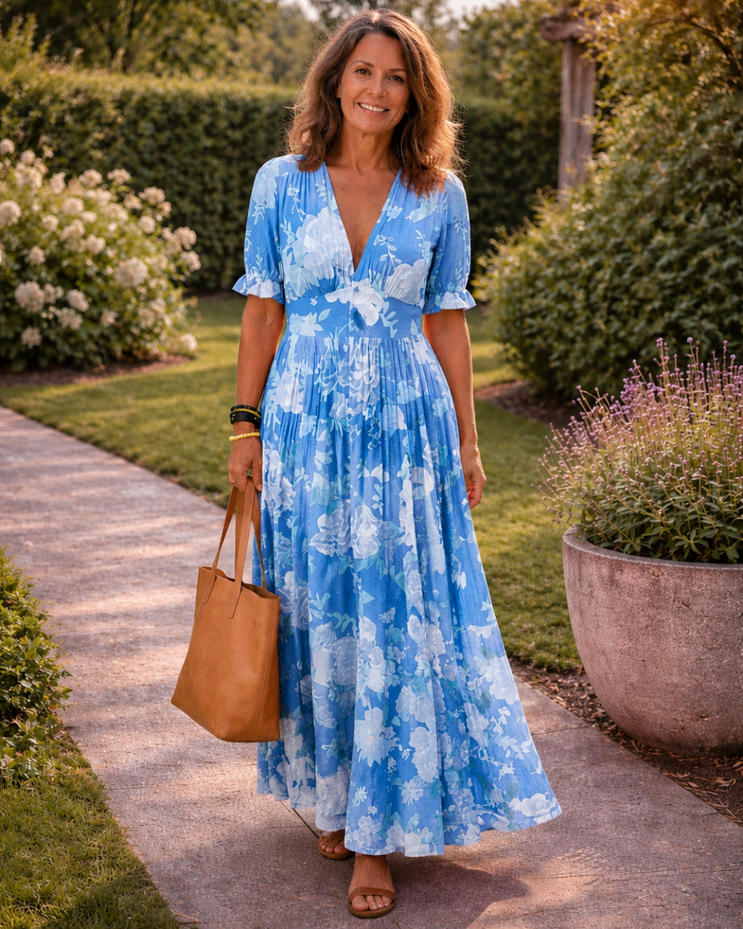 Sophia | Sleeveless Floral Midi Dress with V-Neck.