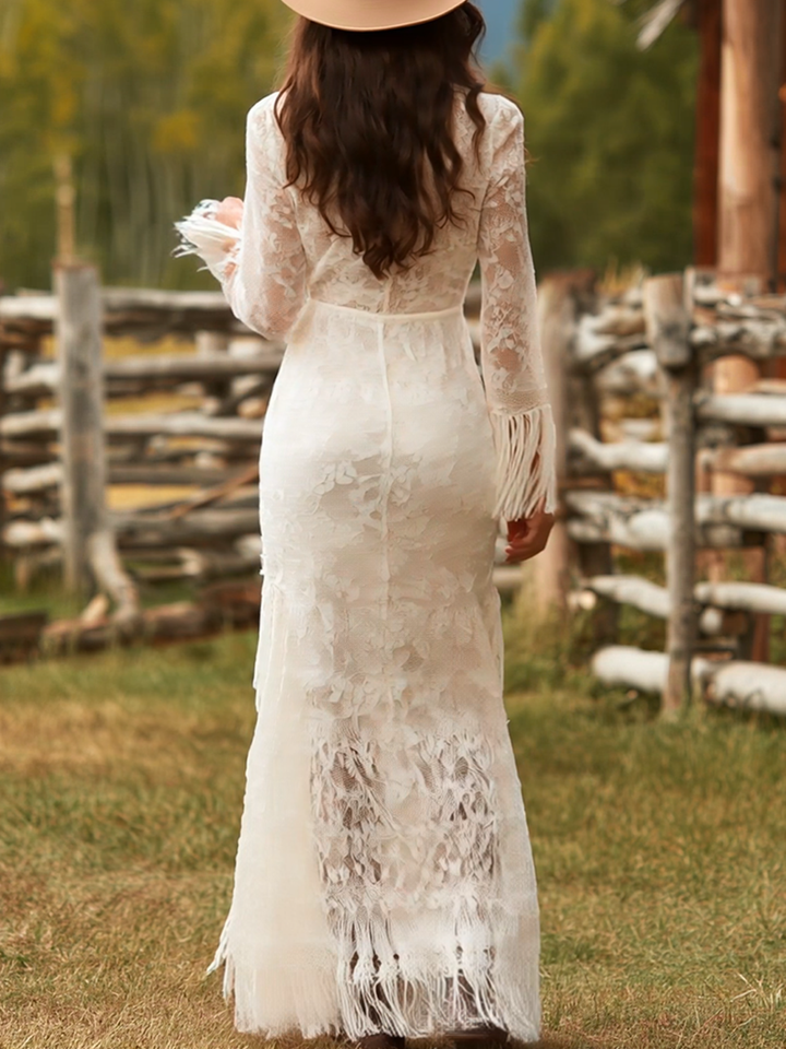 Margot | Classic Lace V-Neck Maxi Dress